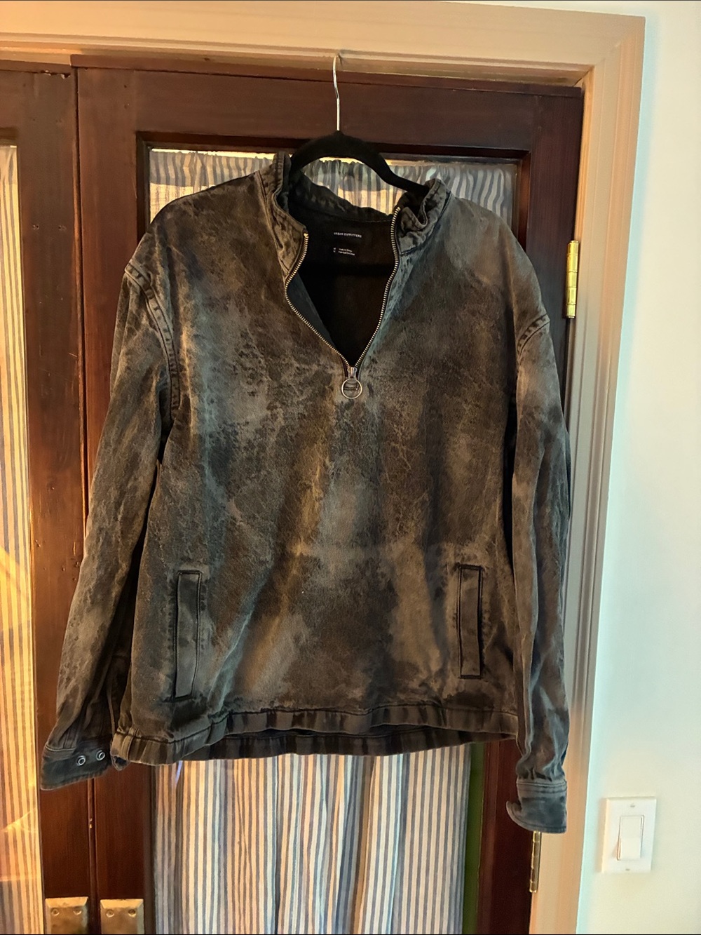 Urban Outfitters Washed Black Pullover Shirt Jacket